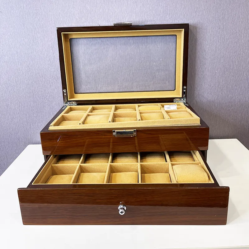 20 Slots Watch Organizer Double Layer Wooden Box And Gift Case